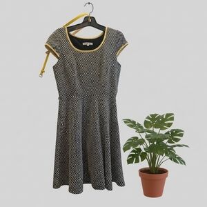 Cleo Black and White Dotted Midi Dress